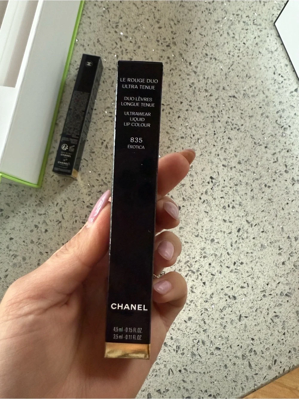 CHANEL White Lime Green Trim Mini Gift Bag